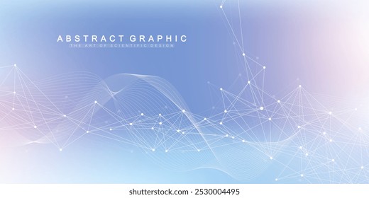 Digits abstract background with connected lines and dots. Digital neural networks. Network and connection background for your presentation. Graphic polygonal background. Vector illustration.