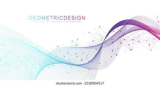 Digits abstract background with connected lines and dots. Digital neural networks. Network and connection background for your presentation. Graphic polygonal background. Vector illustration.