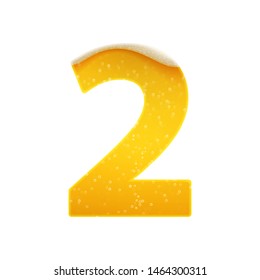 The digits for alphabet in the form of lemonade or beer. Digit 2. Vector illustration on white background