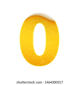 The digits for alphabet in the form of lemonade or beer. Digit 0. Vector illustration on white background