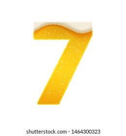 The digits for alphabet in the form of lemonade or beer. Digit 7. Vector illustration on white background