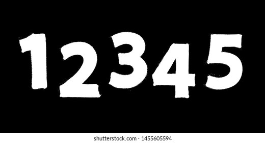Digits for graffiti spray font alphabet with a spray in white over black. Part 6. Vector illustration