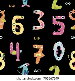  Digits monster seamless pattern vector