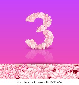 Digits and numbers set with floral elements in hand-drawn style. Full set of numbers you can find in my portfolio.