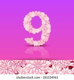 Digits and numbers set with floral elements in hand-drawn style. Full set of numbers you can find in my portfolio.