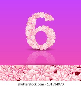 Digits and numbers set with floral elements in hand-drawn style. Full set of numbers you can find in my portfolio.