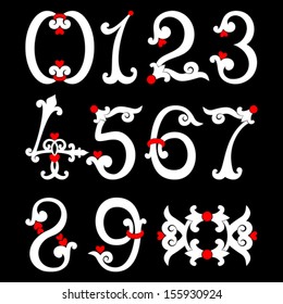 Digits and numbers set in retro style.Vector illustration 