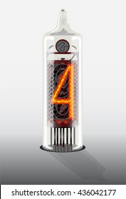 Digits on vintage vacuum tube display. Vector illustration
