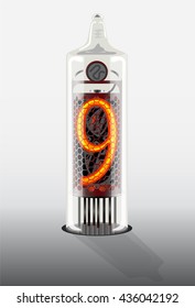 Digits on vintage vacuum tube display. Vector illustration