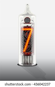 Digits on vintage vacuum tube display. Vector illustration