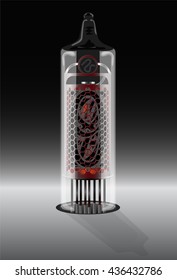 Digits on vintage vacuum tube display. Vector illustration