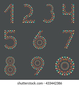 Digits and Party flags. Numbers.Vector illustration.