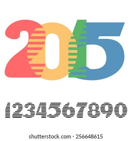 Digits set with an example of using for writing the number of year