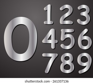 Digits in silver from 0 to 9, vector illustration