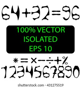 Digits and symbols set individually decorated
