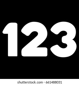 Digits vector icon. Flat white symbol. Pictogram is isolated on a black background. Designed for web and software interfaces.
