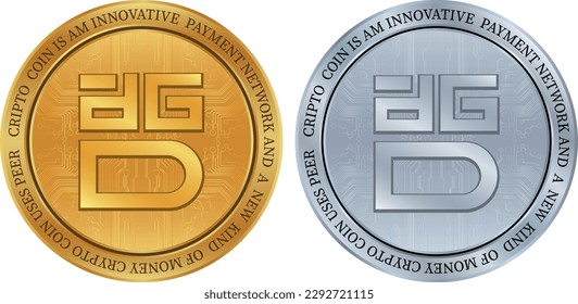 digitales dao-Logo für virtuelle Währung. Vektorgrafiken. 3D-Illustrationen.