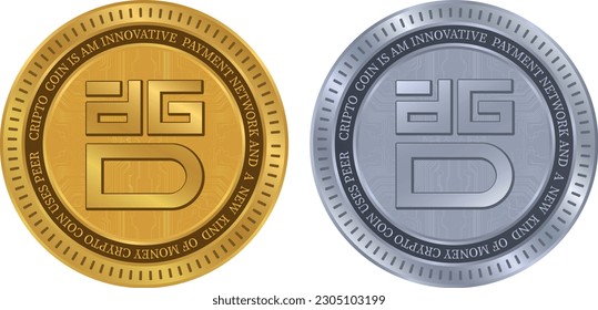 logo de la moneda virtual de digix dao. ilustraciones vectoriales. 3 quinquies ilustraciones.