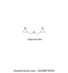Diglycolic acid skeletal structure. Dicarboxylic Acid compound schematic illustration. Simple diagram, chemical formula.