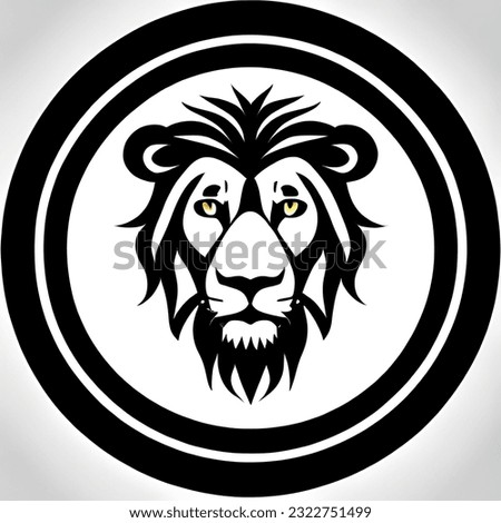 dignified big black and white lion logo, a symbol of strength, leadership and courage