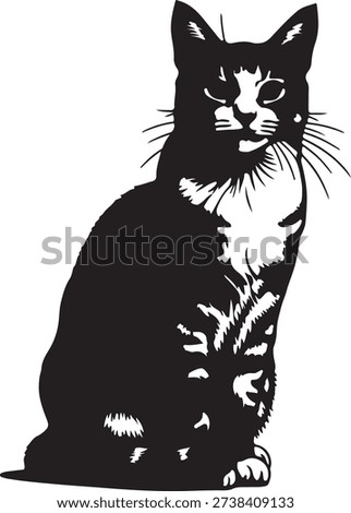 A dignified vector illustration presenting a proud sitting cat silhouette, exuding confidence and poise, perfect for distinguished and refined pet-related imagery.