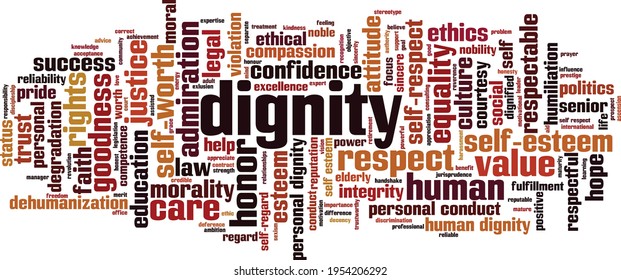 Dignity word cloud concept. Collage made of words about dignity. Vector illustration