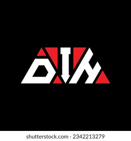 DIH triangle letter logo design with triangle shape. DIH triangle logo design monogram. DIH triangle vector logo template with red color. DIH triangular logo Simple, Elegant, and Luxurious design.