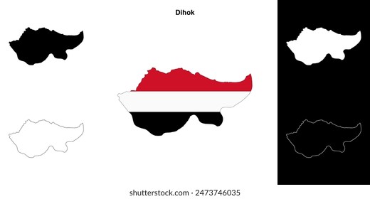 Dihok Governorate Outline Map Set