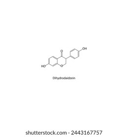Dihydrodaidzein skeletal structure diagram.Isoflavanone compound molecule scientific illustration on white background. svg