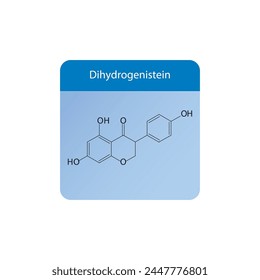 Dihydrogenistein skeletal structure diagram.Isoflavanone compound molecule scientific illustration on blue background. svg