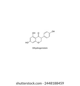 Dihydrogenistein skeletal structure diagram.Isoflavanone compound molecule scientific illustration on white background. svg
