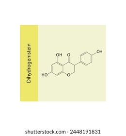 Dihydrogenistein skeletal structure diagram.Isoflavanone compound molecule scientific illustration on yellow background. svg