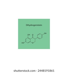 Dihydrogenistein skeletal structure diagram.Isoflavanone compound molecule scientific illustration on green background. svg
