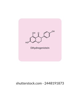 Dihydrogenistein skeletal structure diagram.Isoflavanone compound molecule scientific illustration on pink background. svg