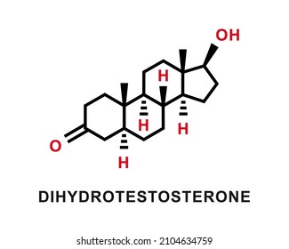 Dihydrotestosterone chemical formula. Dihydrotestosterone chemical molecular structure. Vector illustration