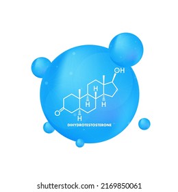 Dihydrotestosterone DHT, androstanolone, stanolone hormone molecule. Skeletal formula. Vector stock illustration