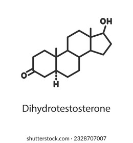Dihydrotestosterone hormone. Line with editable stroke