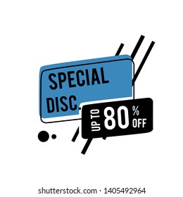 Diiscount Label, Special Discount, 70% 50% 80% off Vector Template Design Illustration