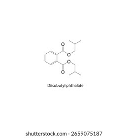 Estrutura esquelética do ftalato de diisobutilo Ilustração esquemática do composto de Éster de Ftalato. Diagrama simples, fórmula química.