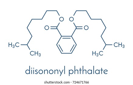 Diisononyl phthalate, DINP plasticizer molecule. Skeletal formula.