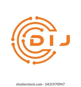 Diseño de letra DIJ. Diseño del logotipo de la tecnología de la letra DIJ sobre fondo blanco. Diseño de logo DIJ Monogram para emprendedor y empresa.