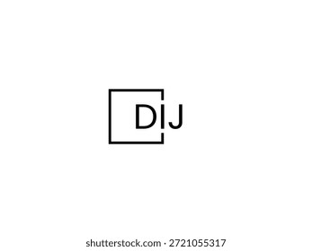 Dij letras aisladas sobre fondo blanco, logotipos de Vector