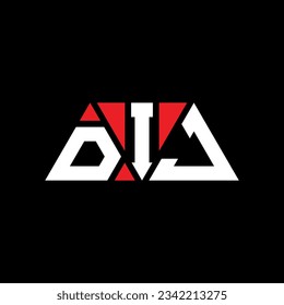 Diseño del logotipo de la letra triangular de DIJ con forma triangular. Monograma de diseño del logotipo del triángulo de DIJ. Plantilla de logotipo vectorial de triángulo DIJ con color rojo. Logo triangular de DIJ Diseño sencillo, elegante y lujoso.