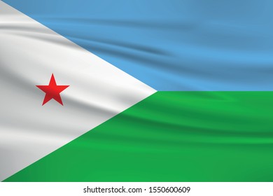 Dijbouti flag waving with wind effect