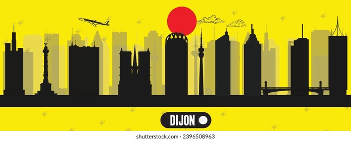  Dijon , France beautiful skyline vector illustration