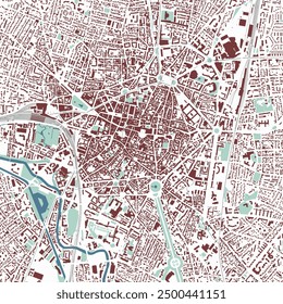 Dijon map, France. City map, vector streetmap with buildings and roads, parks and rivers.