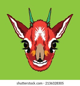 Dik dik face vector iilustration in retro vintage poster style, perfect for tshirt design and wall decor