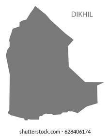 Dikhil Djibouti Map grey illustration silhouette