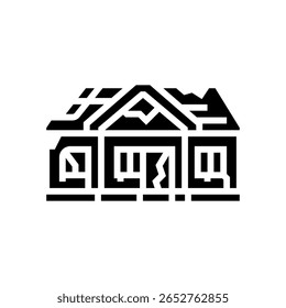 dilapidated house or shelter glyph icon vector. dilapidated house or shelter sign. isolated symbol illustration