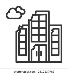 Dilapidated Workplace Icon Vector Illustration Outline